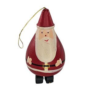 Vintage Handcrafted Wooden Santa Claus Christmas Ornament Christmas Folk Art